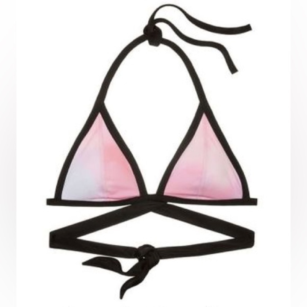Victoria's Secret PINK Cloud Tie Dye Wrap Around Bikini Top Black Pink Small Med